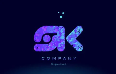 Sk s k bubble circle dots pink blue alphabet letter logo icon vector Stock Illustration