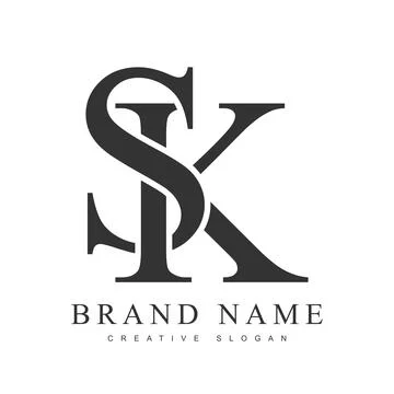 SK trendy logotype template. Initial letter s and k classic font style. Cre.. Stock Illustration