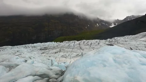 Skaftafell Glacier panoramic view, part of Vatnajökull National Park, Iceland. Stock Footage 221789368