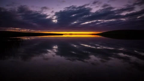 Skaill Loch Reflections After Sunset 4k in Orkney Video stock 256094558