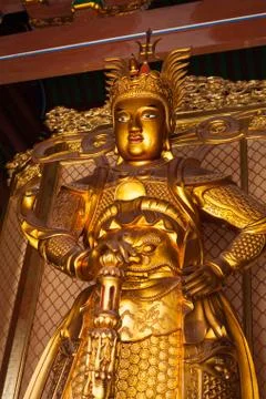 Skanda bodhisattva statue in Tian Wang Dian (Hall of Celestial king). Lian Sh Stock Photos