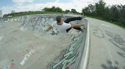 Skate backflip in bowl Stock Footage 66859985