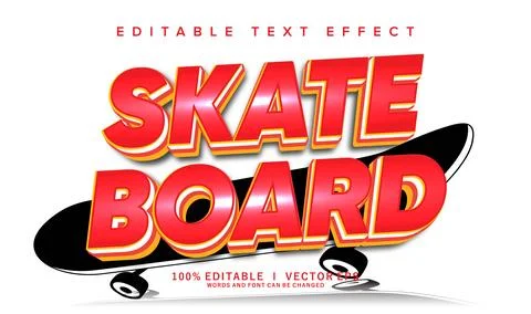 Skate board vector text effect with modern style design Stock Illustration