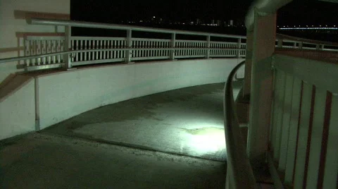 Skate Boarder On The Spiral Walkway Stock Footage