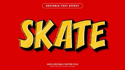 Skate editable text effect comic style editable Vector Stockillustratie