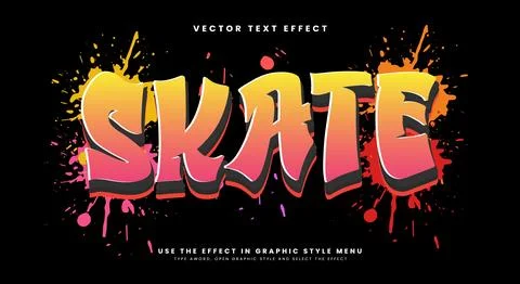 Skate graffiti Style 3d editable text effect 스톡 일러스트