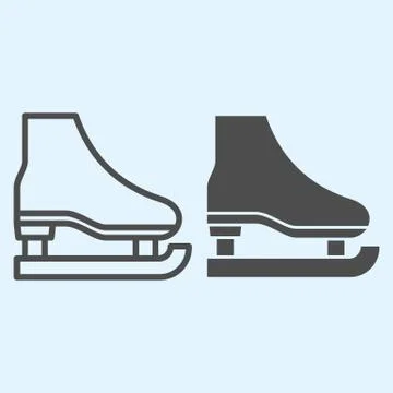 Skate line and solid icon. Shoes for playing hockey on ice. Sport vector design Stock Illustration