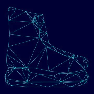 Skate low poly triangulation triangulated polygonal electric cyan blue vibr.. Stock Illustration