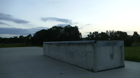 Skate Park Bench at Dusk Stock Footage 88566841