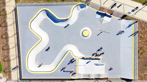 Skate Park Featuring Large Blue and White Skateboard Video stock 266033069