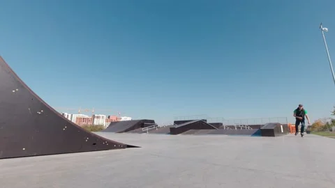 Skate Park Man On Roller Skates Stock Footage 160835989