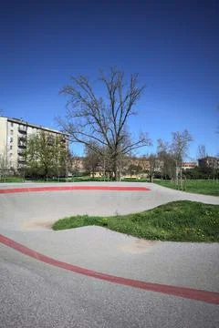 Skate park in the suburb Stock Photos