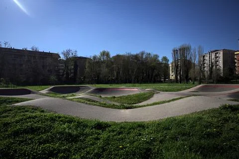 Skate park in the suburb Stock Photos