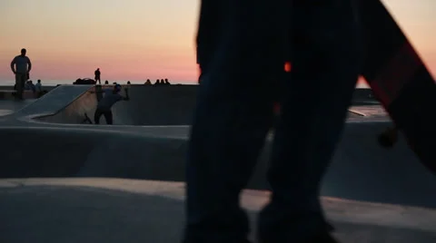 Skate Park At Sunset Stock Footage 36806925