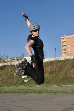 Skate roller jump Stock-Fotos