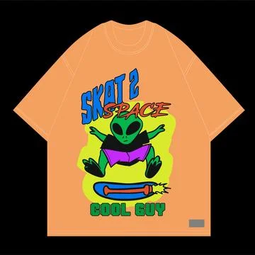 Skate to space design alien flying hover board streetwear design style Stock Illustration