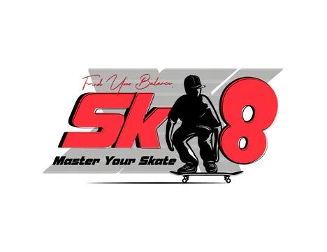 Skate vector design with slogan for print on clothes, background and other use	 Stock Illustration