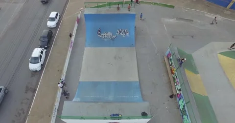 Skate workout filmed by a drone Stock Footage 59189229