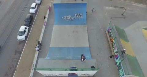 Skate workout filmed by a drone Stock Footage
