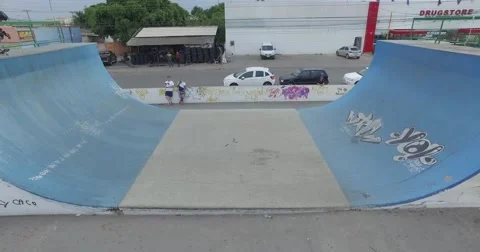 Skate workout filmed by a drone Stock Footage 59189919