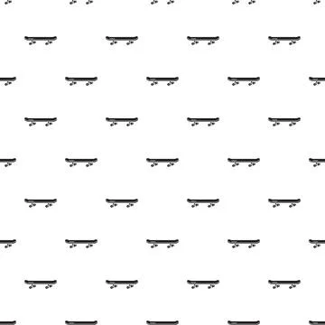 Skateboard black silhouette repeating pattern background Illustrazione stock