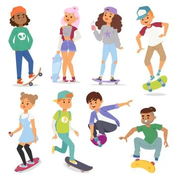 Skateboard characters vector illustration Stock Illustration