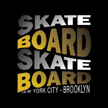 SKATEBOARD cool design typography, vector design text illustration, sign, t s Stock Illustration