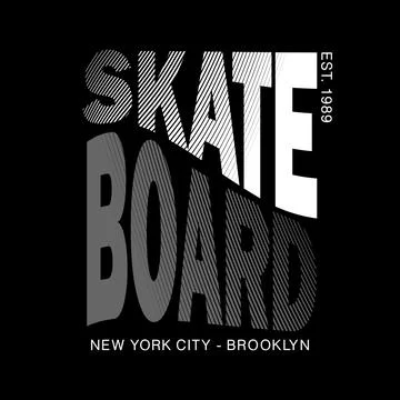 SKATEBOARD cool design typography, vector design text illustration, sign, t s Stock Illustration