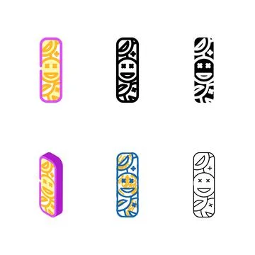 Skateboard graphics color icon vector variants Stock Illustration