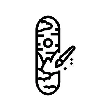 Skateboard graphics line icon vector illustration 스톡 일러스트