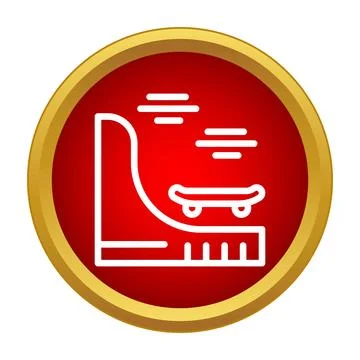 Skateboard on halfpipe icon representing extreme sports Stockillustratie