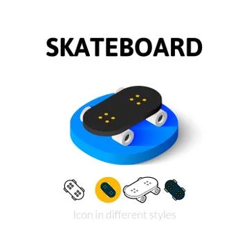 Skateboard icon in different style Stock Illustration