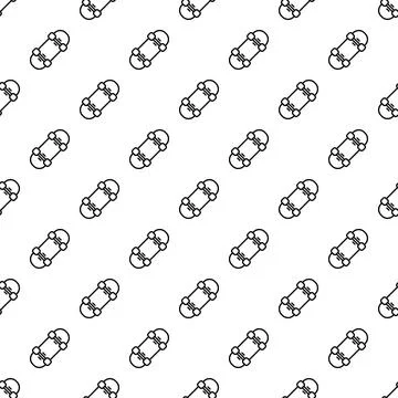 Skateboard line art pattern repeating background Stock Illustration