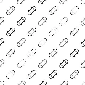 Skateboard outline pattern seamless background with simple icons Stock Illustration