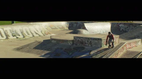 Skateboard Park Slow Motion Inline Skater Stunt 1 Stock Footage 42774814