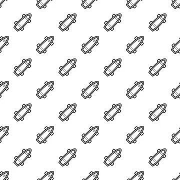Skateboard pattern seamless black and white background Stock Illustration