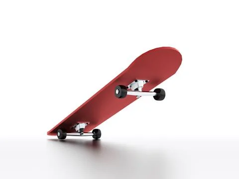 Skateboard rendered with reflection Stock Illustration