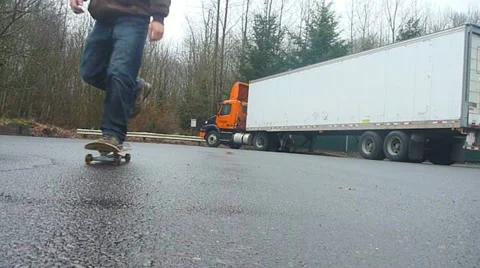 Skateboard Ride By Stock Footage 10884707