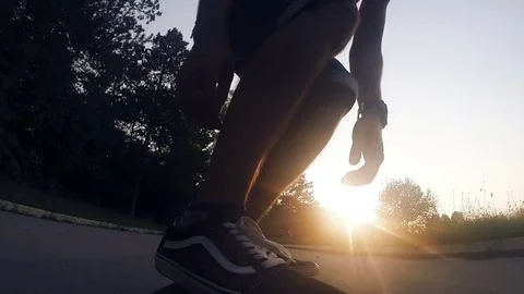 Skateboard riding at sunset Stock Footage 70852347