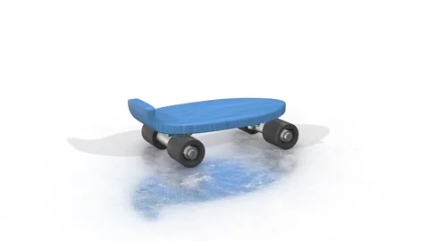Skateboard Rotating on a White Reflective Floor. Sports Equipment 3D Animation. Video stock 295209963