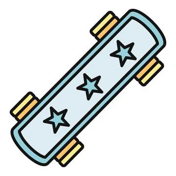 Skateboard with star pattern flat line icon Illustrazione stock