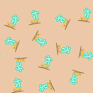 Skateboard tricks vector seamless pattern Stock Illustration