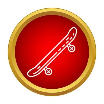 Skateboard vector icon in a rounded red and gold frame イラスト素材
