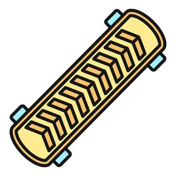 Skateboard with yellow chevron pattern vector icon Illustrazione stock
