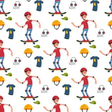 Skateboarder active people seamless pattern background sport extreme active Ilustração Stock