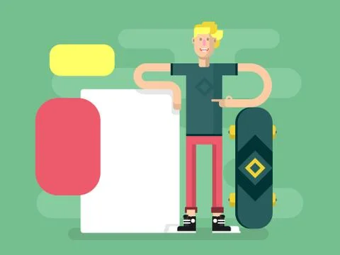 Skateboarder with advertising Stock Illustration