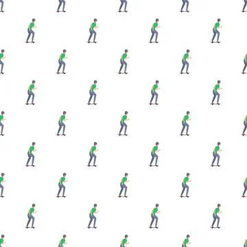 Skateboarder character repeating pattern on white background Illustrazione stock