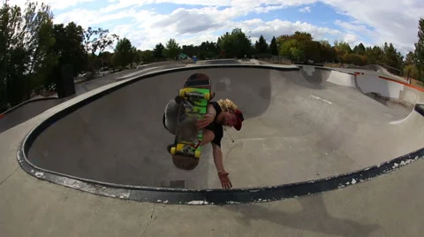 Skateboarder doing multiple tricks Stock Footage 63770603