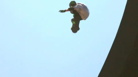 SKATEBOARDER FALLING IN SLOW-MOTION Stock Footage 8365327