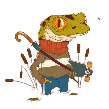 A Skateboarder Frog, vector illustration Stock Illustration